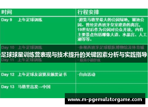 足球球星训练营表现与技术提升的关键因素分析与实践指导